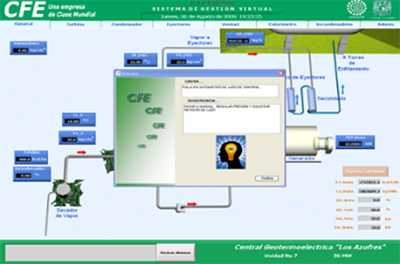 Sistema para la gestión en línea del rendimiento térmico de una planta geotermoeléctrica. Proyecto desarrollado para la CFE.