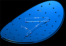 CAD reconstruction of a microwaves mirror from vectors got without contact.