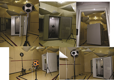 Determination of sound insulation performance of audio cabins.