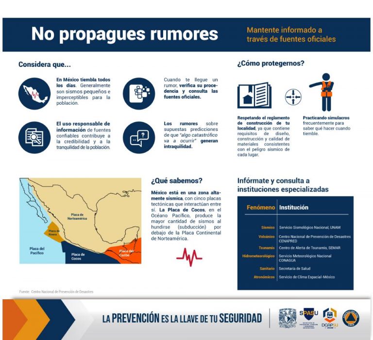 no propagues rumores de sismo