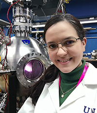 Osmary working in the vacuum chamber, making thin films by laser ablation and sputerring simultaneously