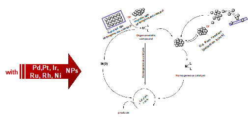 Catalysis leaching with metallic NPs