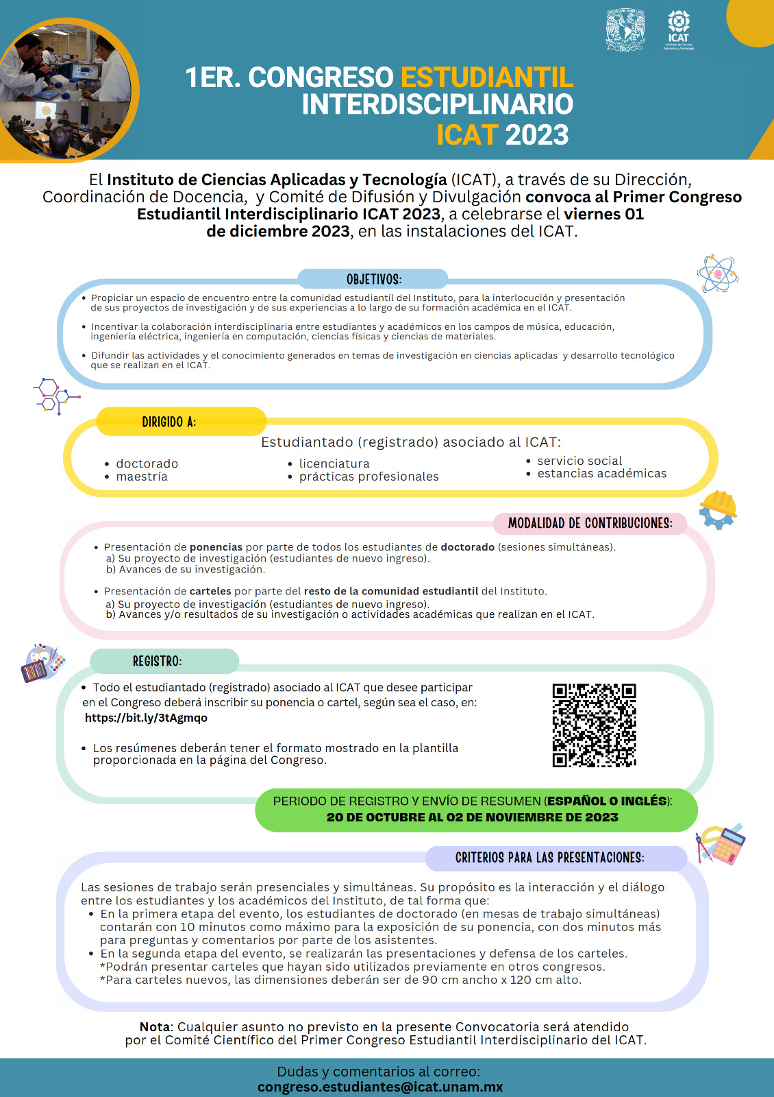 Convocatoria Congreso Estudiantil ICAT 2023